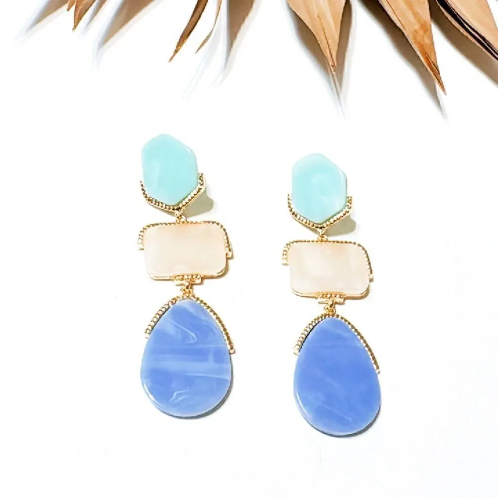 stone drop earrings N419